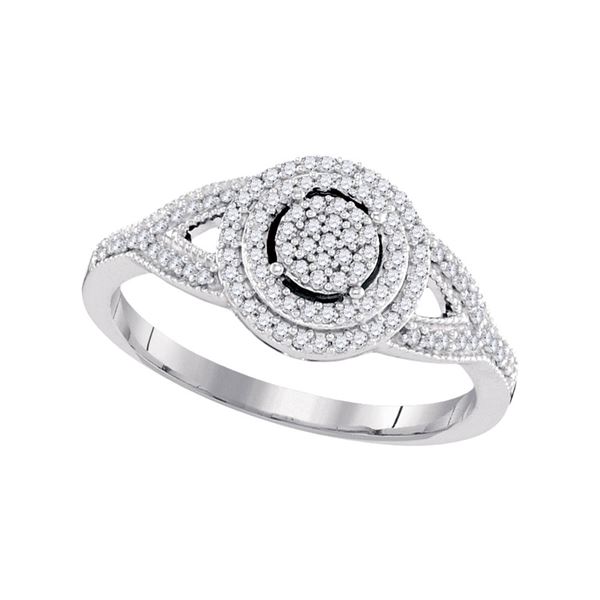 Diamond Circle Cluster Bridal Wedding Engagement Ring 1/4 Cttw 10kt White Gold