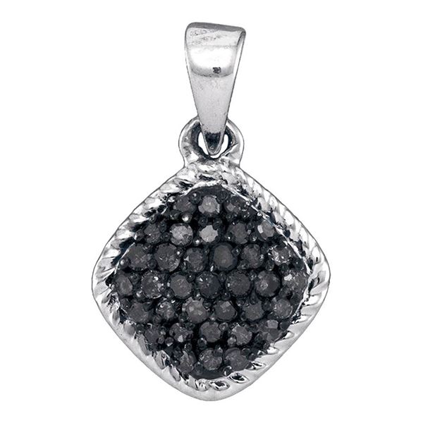 Black Color Enhanced Diamond Cluster Pendant 1/4 Cttw 10kt White Gold