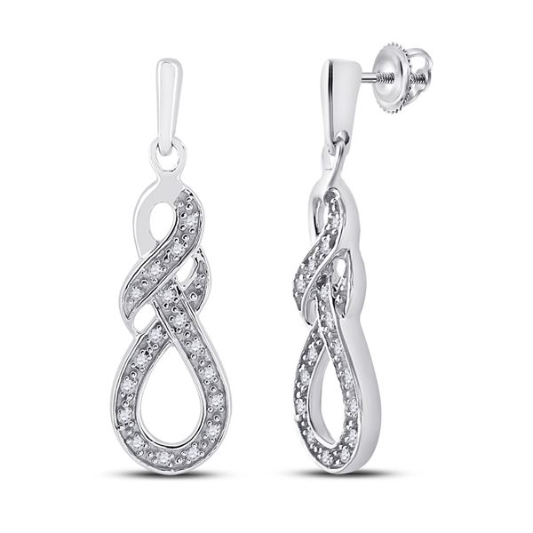 Diamond Dangle Earrings 1/8 Cttw Sterling Silver