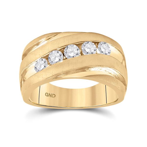 Mens Diamond Wedding Anniversary Band Ring 1 Cttw 10kt Yellow Gold