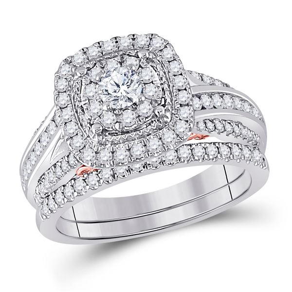 Diamond Bridal Wedding Ring Band Set 1 Cttw 14kt Two-tone Gold