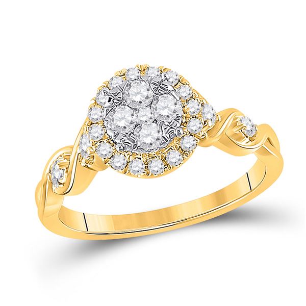 Diamond Cluster Halo Ring 1/2 Cttw 10kt Yellow Gold