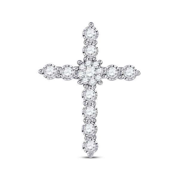 Diamond Cross Pendant 1/2 Cttw 14kt White Gold