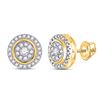 Image 1 : Diamond Circle Cluster Earrings 1/3 Cttw 14kt Yellow Gold