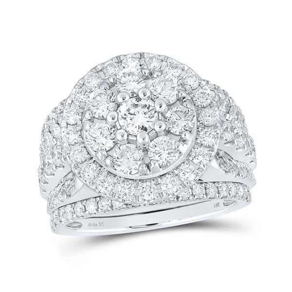 Diamond Bridal Wedding Ring Band Set 3 Cttw 14kt White Gold