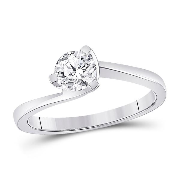 Diamond Solitaire Bridal Wedding Engagement Ring 3/4 Cttw 14kt White Gold