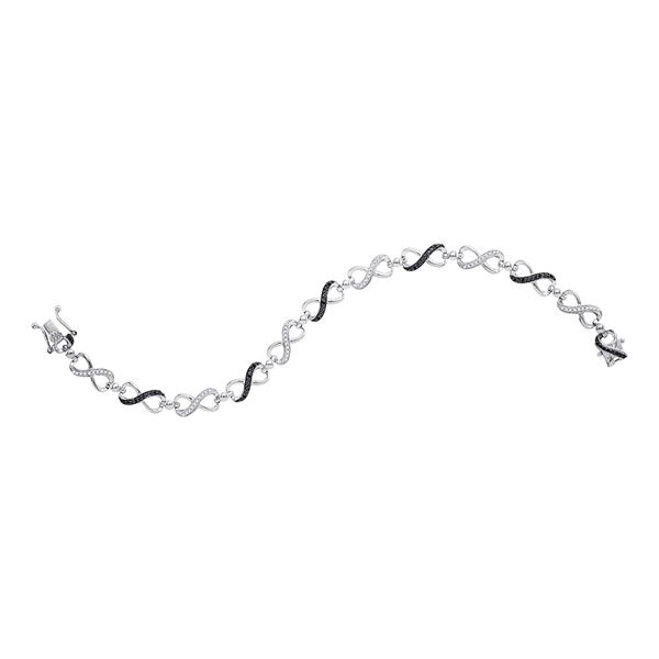 Black Color Enhanced Diamond Infinity Bracelet 1/3 Cttw Sterling Silver