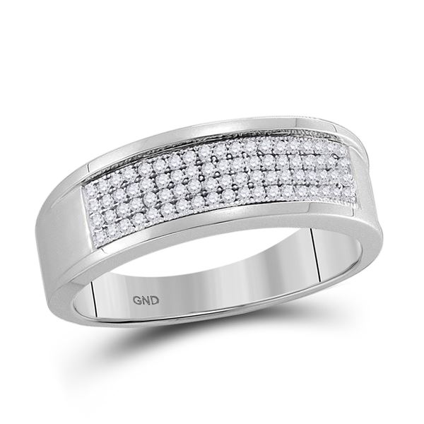 Mens Diamond Wedding Band Ring 1/4 Cttw 10kt White Gold