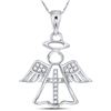 Image 1 : Diamond Angel Cross Religious Pendant 1/20 Cttw 14kt White Gold