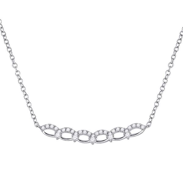 Diamond Bar Necklace 1/3 Cttw 14kt White Gold