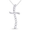 Image 1 : Diamond Curved Cross Pendant 1/4 Cttw 10kt White Gold
