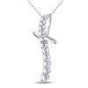 Image 2 : Diamond Curved Cross Pendant 1/4 Cttw 10kt White Gold