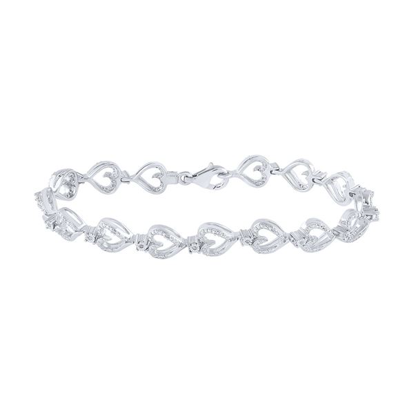 Diamond Heart Bracelet 1/10 Cttw Sterling Silver