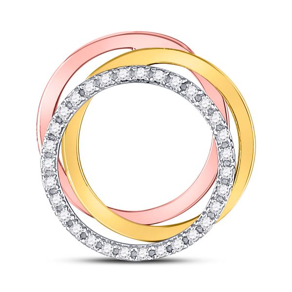 Diamond Triple Circle Pendant 1/5 Cttw 10kt Tri-Tone Gold