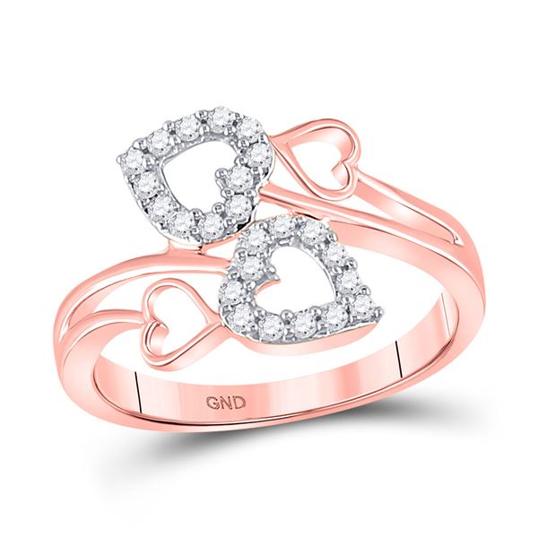 Diamond Double Heart Ring 1/4 Cttw 10kt Rose Gold