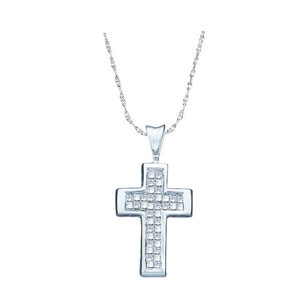 Princess Diamond Cross Pendant 1/4 Cttw 14kt White Gold