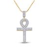 Image 1 : Mens Diamond Ankh Cross Charm Pendant 1 Cttw 10kt Yellow Gold
