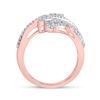 Image 3 : Baguette Diamond Bypass Cluster Fashion Ring 1-1/3 Cttw 14kt Rose Gold