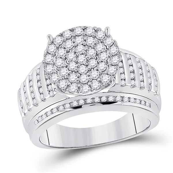 Diamond Cluster Bridal Wedding Engagement Ring 7/8 Cttw 14kt White Gold