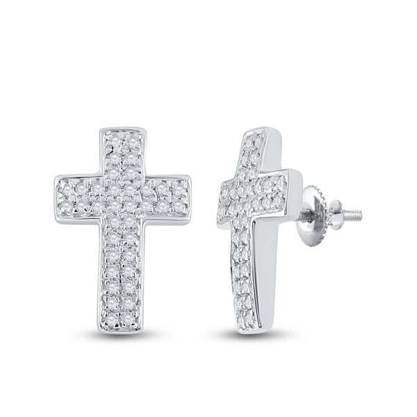 Diamond Cross Earrings 1/5 Cttw 10kt White Gold