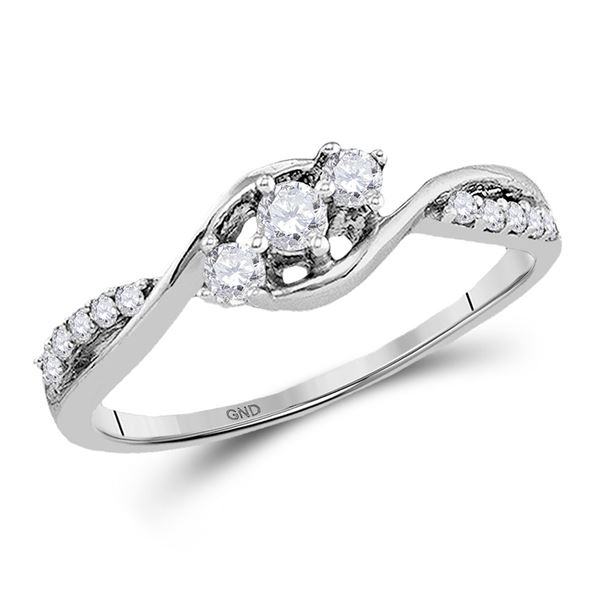 Diamond 3-stone Promise Ring 1/5 Cttw 10kt White Gold