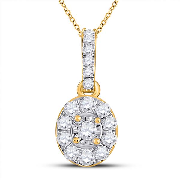 Diamond Oval Pendant 1/5 Cttw 10kt Yellow Gold