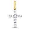 Image 1 : Diamond Dainty Cross Pendant 1/10 Cttw 14kt Yellow Gold