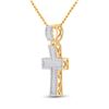 Image 2 : Mens Princess Diamond Cross Charm Pendant 1 Cttw 10kt Yellow Gold