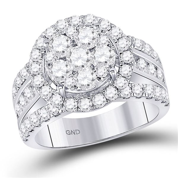 Diamond Cluster Bridal Wedding Engagement Ring 2 Cttw 14kt White Gold