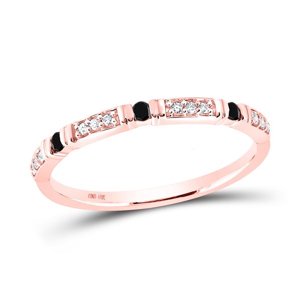 Black Color Enhanced Diamond Band Ring 1/10 Cttw 10kt Rose Gold