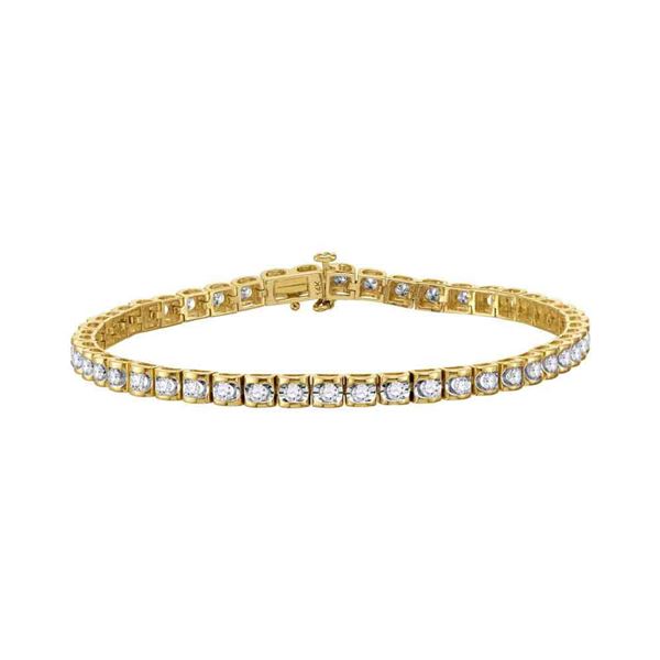 Diamond Studded Tennis Bracelet 1-1/2 Cttw 14kt Yellow Gold