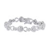 Image 1 : Baguette Diamond Heart Link Bracelet 2 Cttw 14kt White Gold
