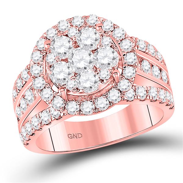 Diamond Cluster Bridal Wedding Engagement Ring 2 Cttw 14kt Rose Gold