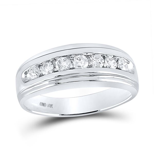 Mens Diamond Wedding Channel-Set Band Ring 3/4 Cttw 10kt White Gold