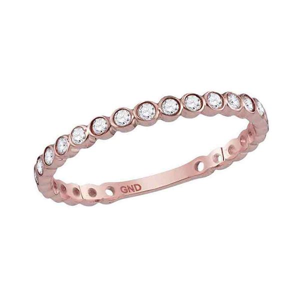 Diamond Bezel Set Stackable Band Ring 1/5 Cttw 10kt Rose Gold