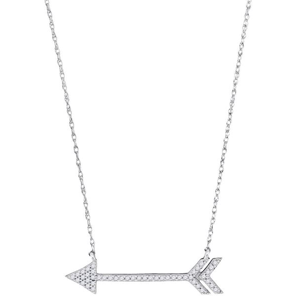 Diamond Arrow Fashion Necklace 1/8 Cttw 10kt White Gold