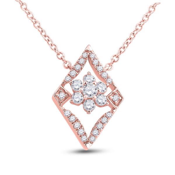 Diamond Geometric Cluster Necklace 1/3 Cttw 14kt Rose Gold