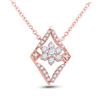Image 1 : Diamond Geometric Cluster Necklace 1/3 Cttw 14kt Rose Gold