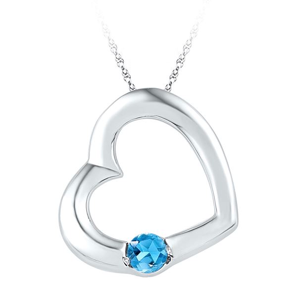 Lab-Created Blue Topaz Heart Pendant 1/6 Cttw Sterling Silver