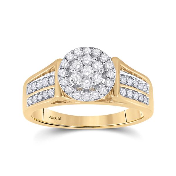 Diamond Flower Cluster Ring 1/2 Cttw 14kt Yellow Gold