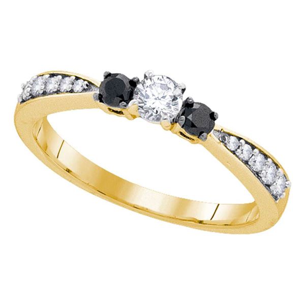 Diamond 3-stone Tapered Bridal Wedding Engagement Ring 3/8 Cttw 10kt Yellow Gold