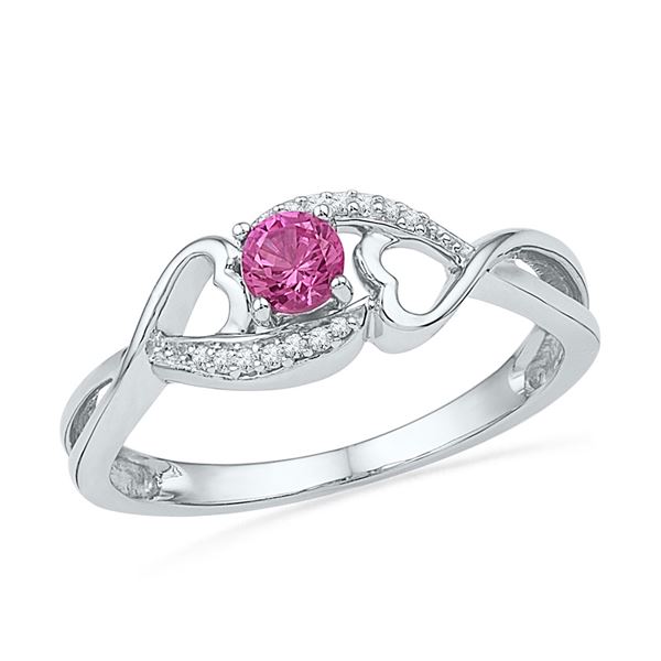 Lab-Created Pink Sapphire Solitaire Ring 1/6 Cttw Sterling Silver