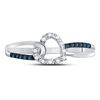 Image 2 : Blue Color Enhanced Diamond Captured Heart Ring 1/10 Cttw 10kt White Gold