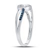 Image 3 : Blue Color Enhanced Diamond Captured Heart Ring 1/10 Cttw 10kt White Gold