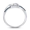 Image 4 : Blue Color Enhanced Diamond Captured Heart Ring 1/10 Cttw 10kt White Gold