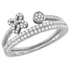 Image 1 : Diamond Flower Bisected Stackable Band Ring 1/5 Cttw 10kt White Gold