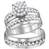 Image 1 : His Hers Diamond Cluster Matching Wedding Set 3/4 Cttw 10kt White Gold