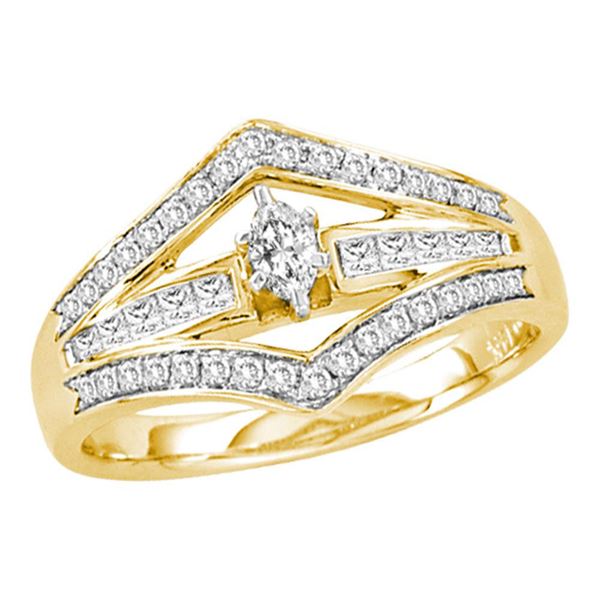 Marquise Diamond Marquise Bridal Wedding Engagement Ring 1/2 Cttw 14kt Yellow Gold