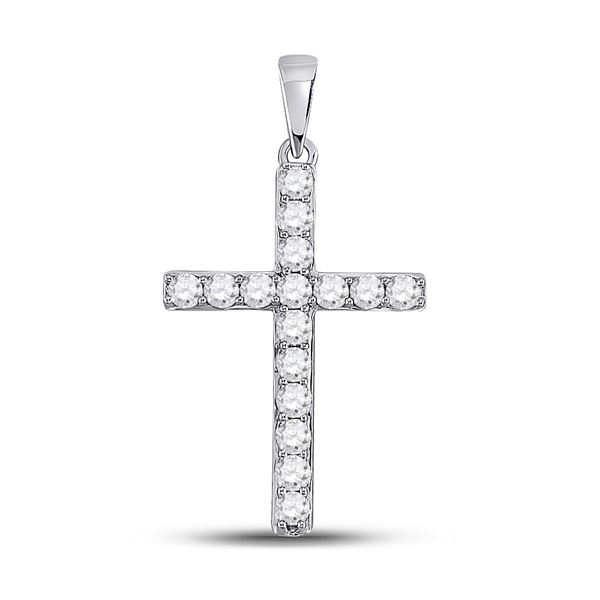 Diamond Cross Pendant 1/2 Cttw 10kt White Gold