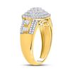 Image 3 : Mens Diamond Circle Flower Cluster Ring 1-1/5 Cttw 10kt Two-tone Gold